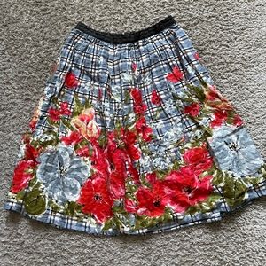 Anthropologie Linen Floral Skirt (with pockets!!)